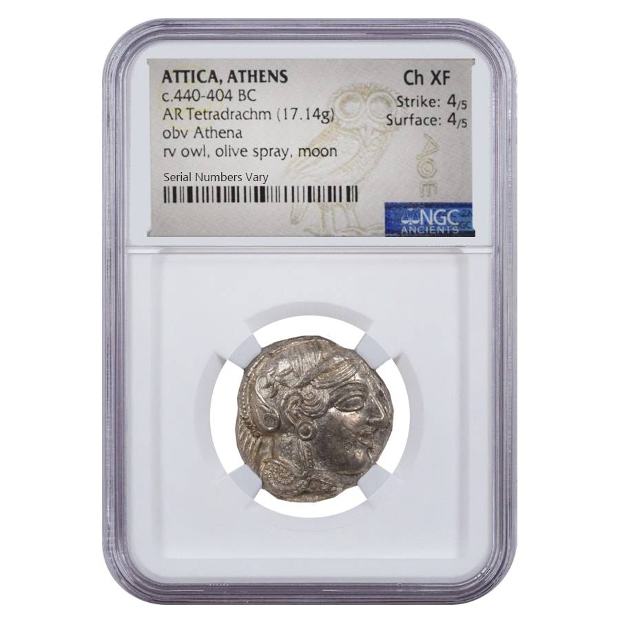 Attica Athens Silver Athena Owl Tetradrachm Coin NGC